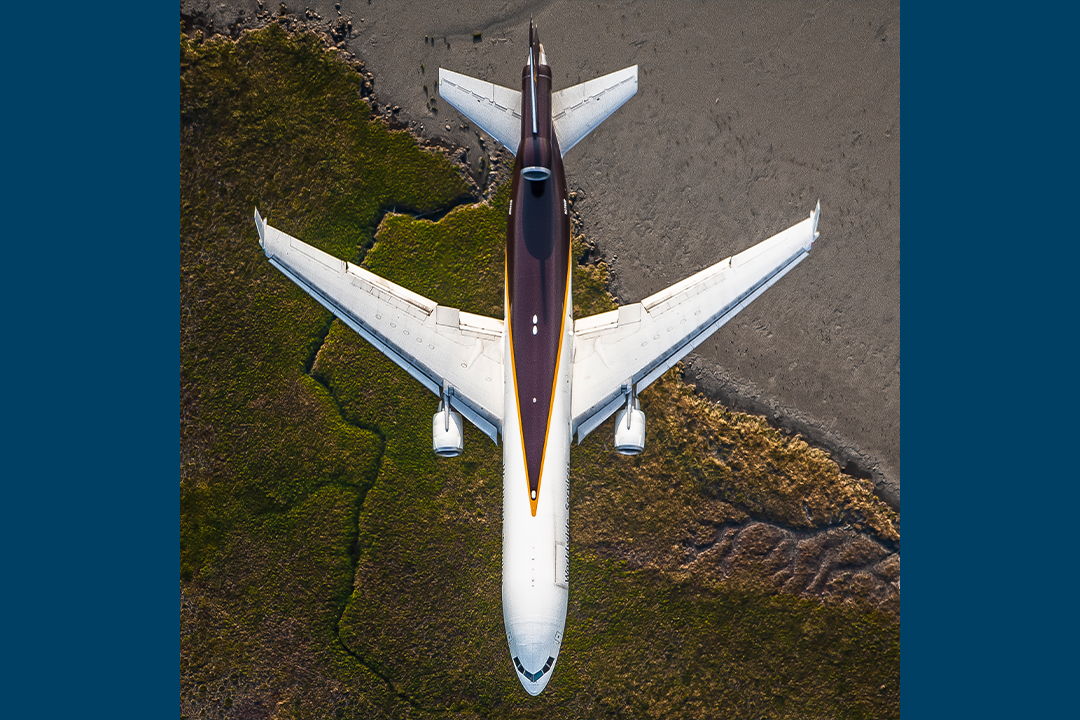 Top-down view of an airplane body