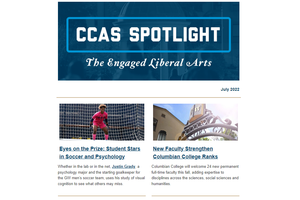 CCAS Spotlight: The Engaged Liberal Arts, July 2022 edition