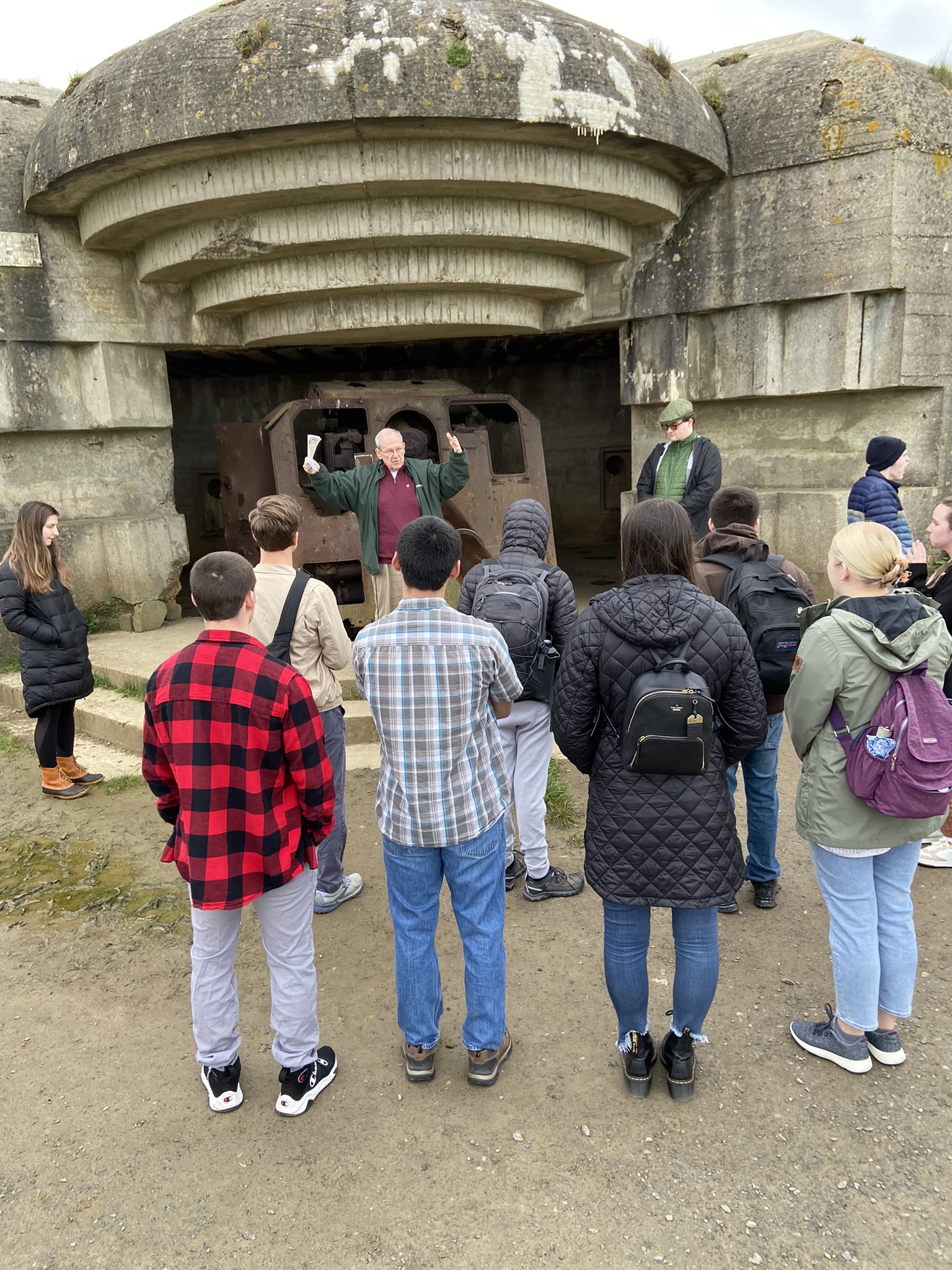 Students listening to lecture in Normandy