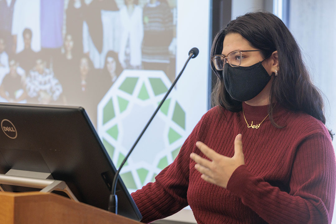 Junior American Studies major Noor Jehan Ansari discussed the experiences of Muslim students at the Interrogating GW conference. (Photos: William Atkins).