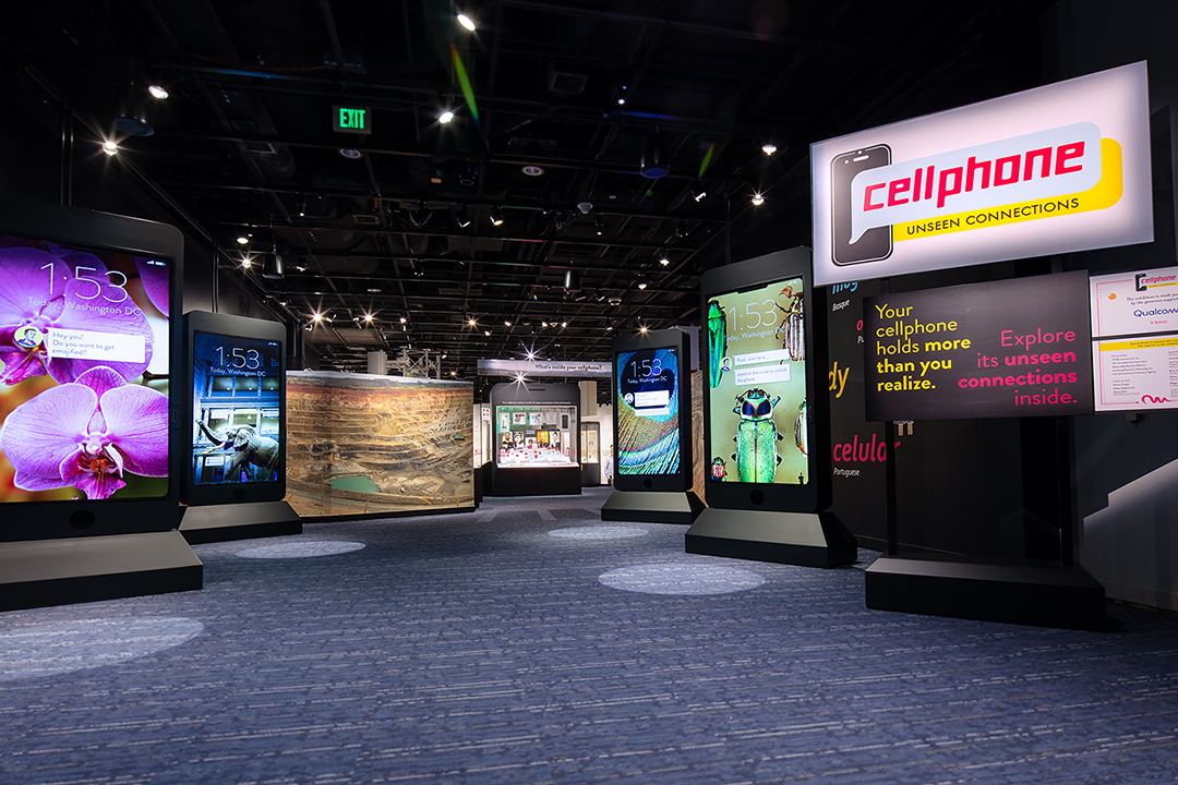 The "Cellphone: Unseen Connections" exhibit at the National Museum of Natural History is partly influenced by the research efforts of GW scholars and students. (Photos courtesy Smithsonian Institution National Museum of Natural History)