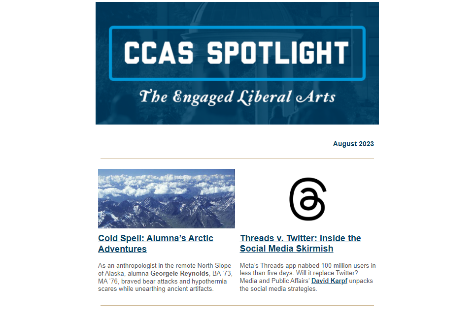 CCAS Spotlight: The Engaged Liberal Arts, August 2023