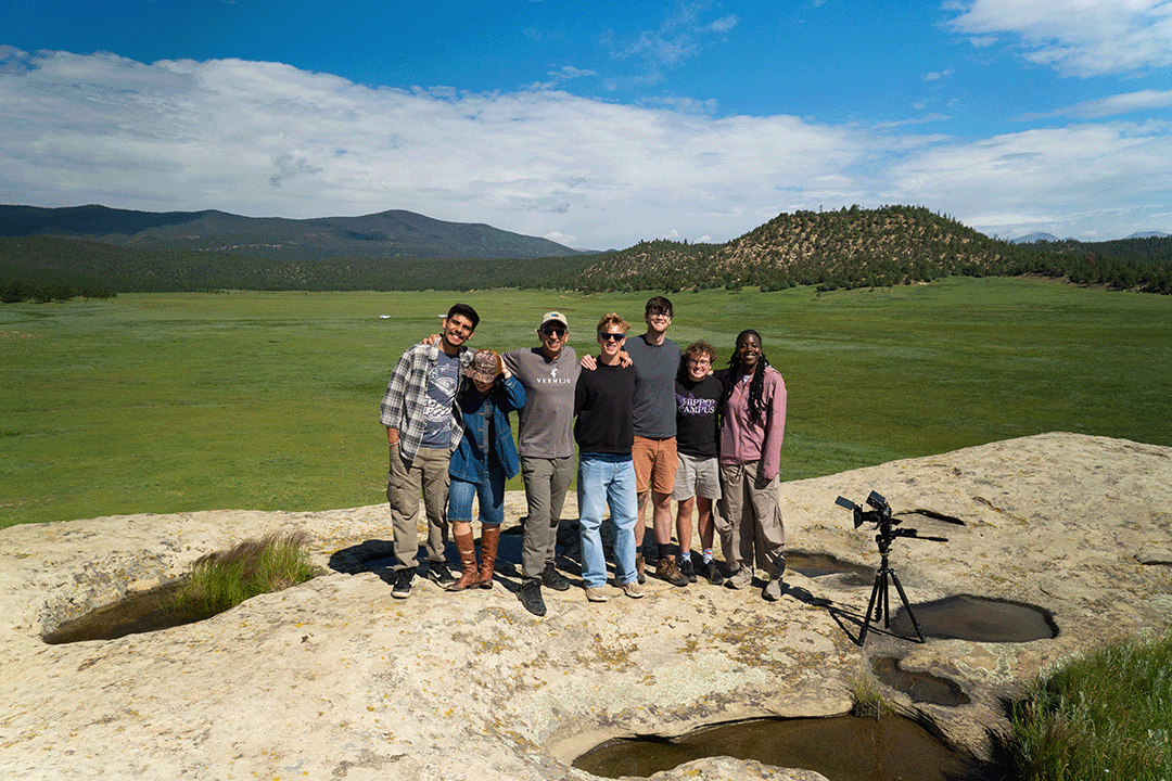 The Planet Forward team atop Castle Rock in Vermejo Reserve, New Mexico.