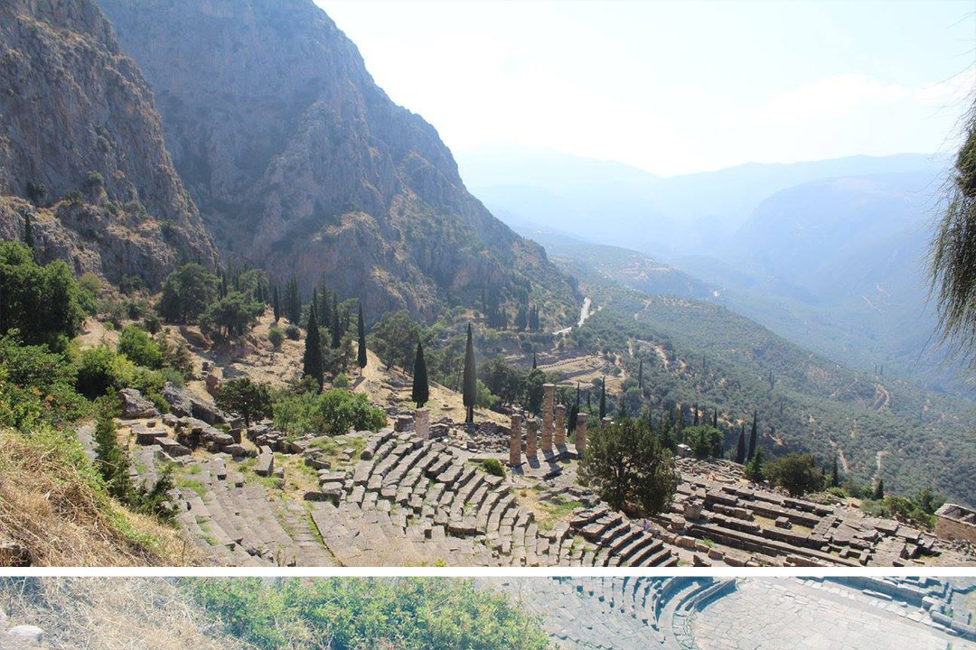 Mountains and Ruins of Delphi Greece