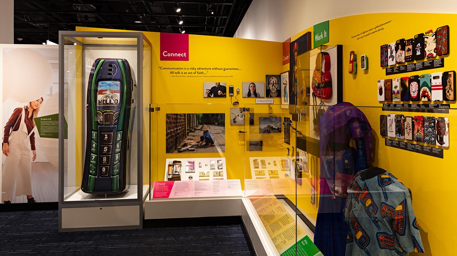 Exhibit showing an oversized cell phone