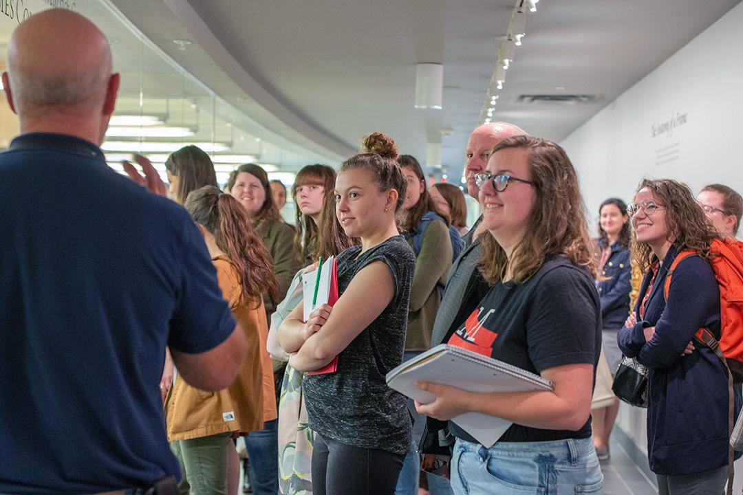 Museum Studies students listening to a lecture at a Smithsonian museum
