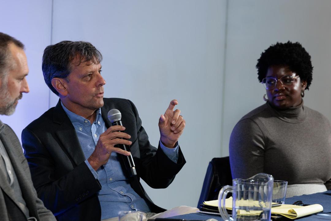 Three panelists speaking at the 2024 Dean's Election Conversation Series