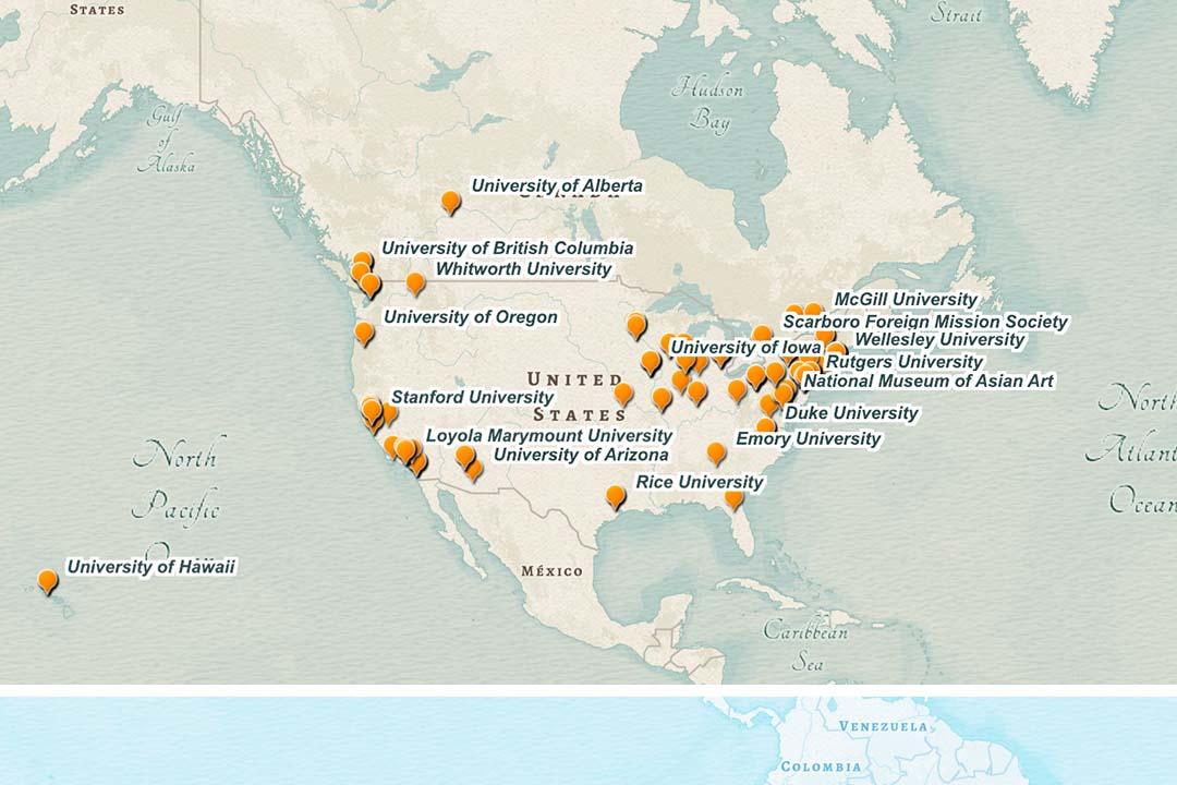 A map of the United States with pins