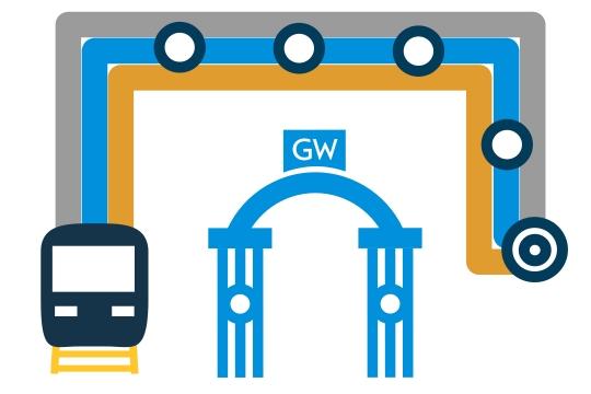 Illustration of DC Metro stop by GW's foggy bottom campus