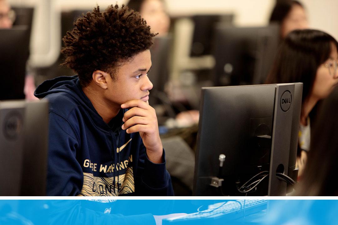 student at a computer